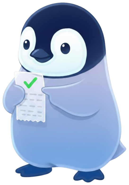 Sally the penguin with a checklist