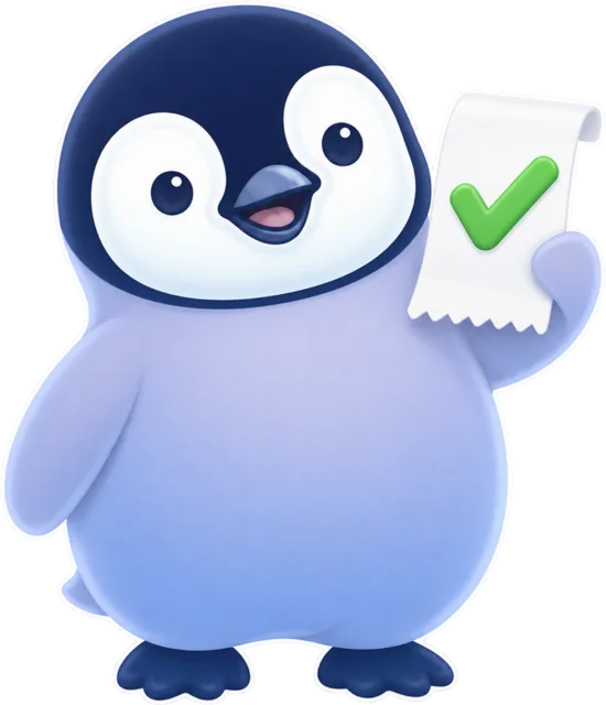 Sally the penguin holding a checklist